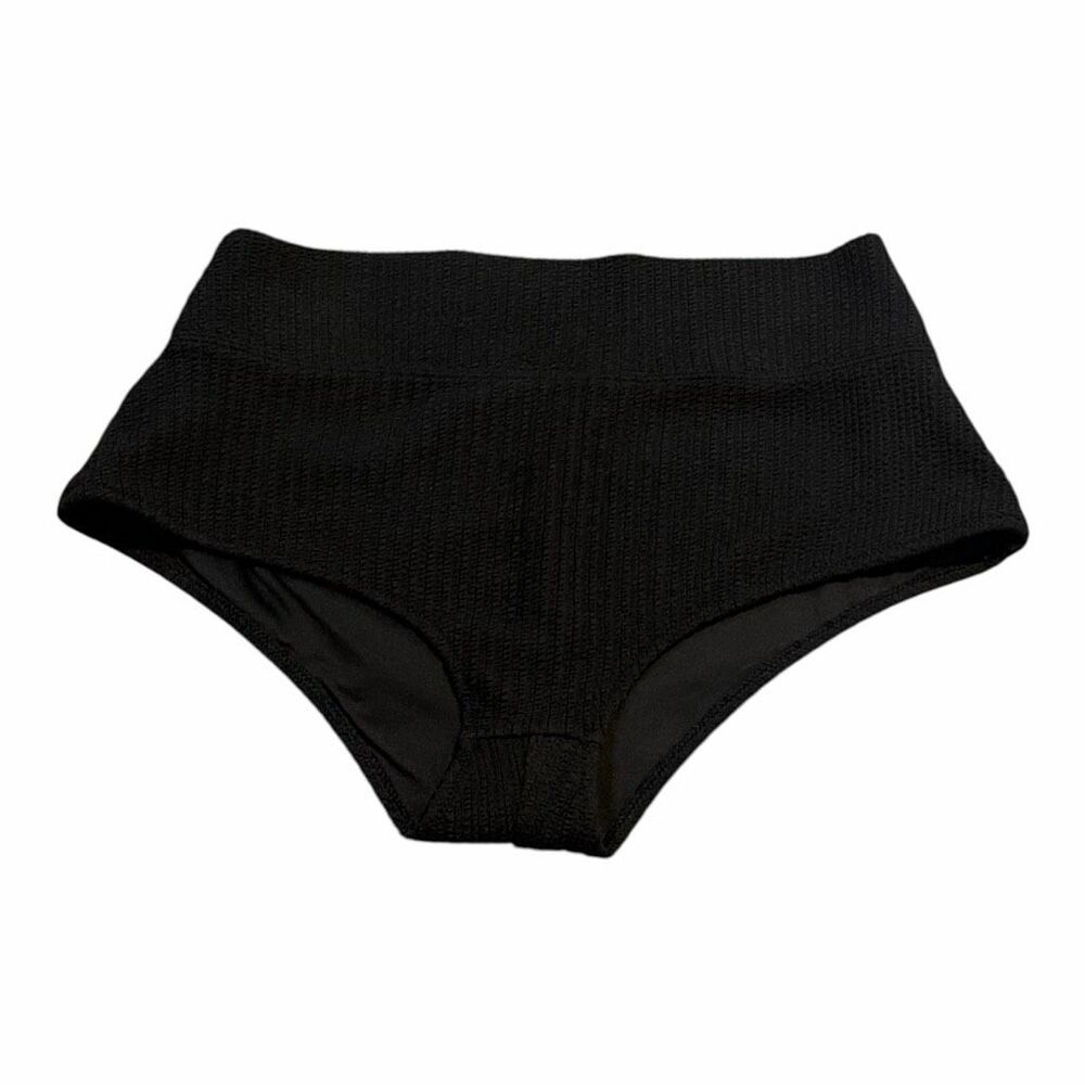 PINK VICTORIA’S SECRET Women’s Black Ribbed High Waisted Shortie Bikini Bottoms
